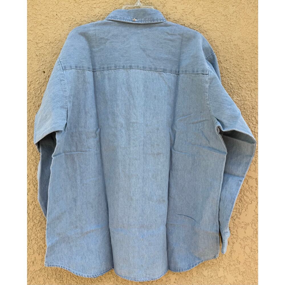 LA Loving Denim Shirt Blue Long Sleeve Button Down Large - Picture 6 of 6